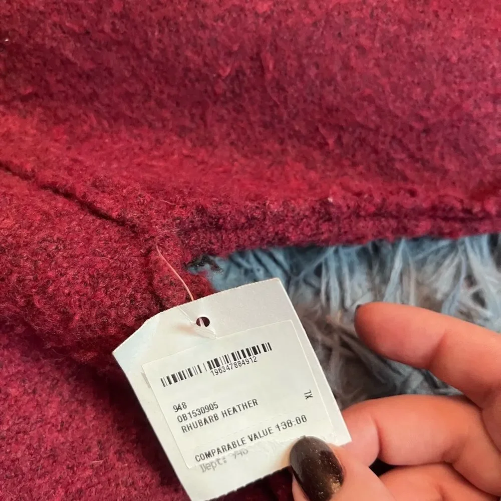 Free People Care Eastwood Tunic Sweater in Rhubarb Heather Size XL NWT